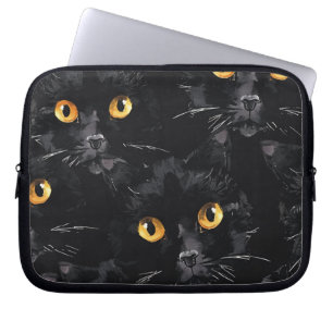 Capa Para Notebook Padrão de Olhos de Gata Preta Mística