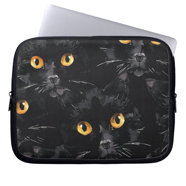 Capa Para Notebook Padrão de Olhos de Gata Preta Mística (Frente)