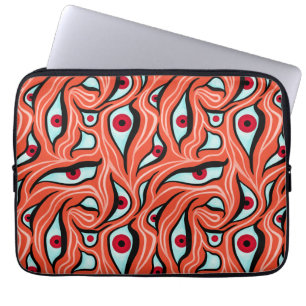 Capa Para Notebook Padrão De Onda De mau Olhos Vermelhos Sobre Horro