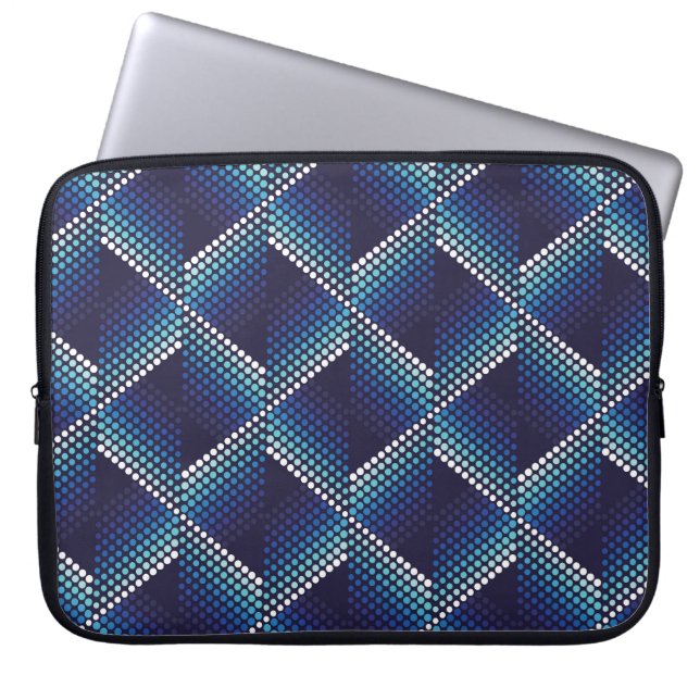 Capa Para Notebook Padrão de Onda Geométrica dos Tons Azuis (Frente)