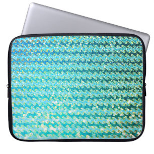 Capa Para Notebook Padrão de Ondas de Sereia do Oceano Azul Teal Spar