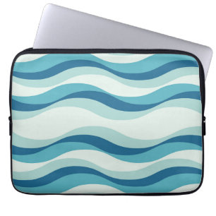 Capa Para Notebook Padrão de Ondas em Tons de Azul
