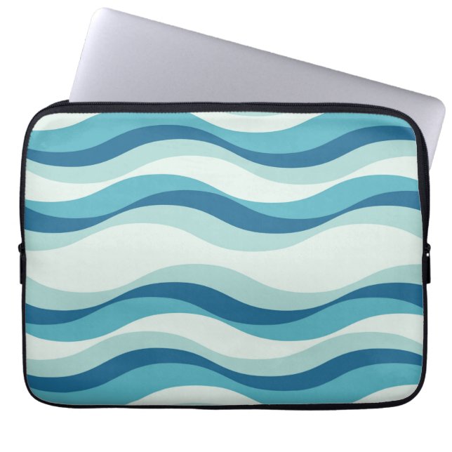 Capa Para Notebook Padrão de Ondas em Tons de Azul (Frente)