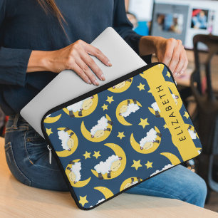 Capa Para Notebook Padrão De Ovelha, Ovelha Dormindo, Lua, Seu Nome