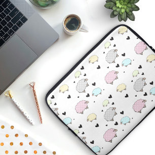 Capa Para Notebook Padrão de Ovinos e Corações do Pastel do precioso
