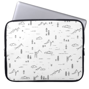 Capa Para Notebook Padrão de Paisagem Geométrico das Linhas de Madeir