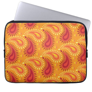 Capa Para Notebook Padrão de Paisley Persa Laranja Oriental