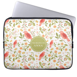 Capa Para Notebook Padrão de Pássaro Floral – Design Botânico Elegant