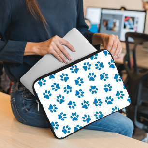 Capa Para Notebook Padrão De Patas, Patas Cachorros, Patas Azuis