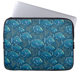 Capa Para Notebook Padrão de Peixe Azul