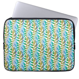 Capa Para Notebook Padrão de pena divertida de turquesa de praia.