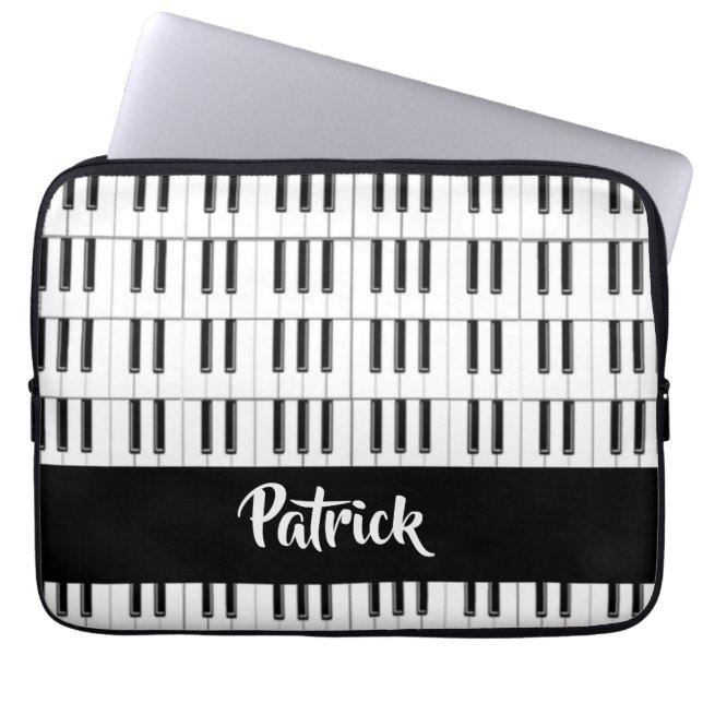 Capa Para Notebook Padrão de piano preto e branco (Frente)