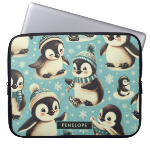Capa Para Notebook Padrão de Pinguim Cuto Vintage