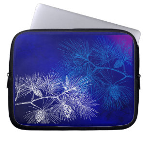 Capa Para Notebook Padrão de pinheiro branco azul de inverno