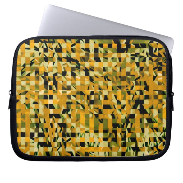 Capa Para Notebook Padrão de Pixel Verde Laranja Verde Trendy Amarelo (Frente)