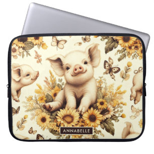 Capa Para Notebook Padrão De Porco De Girassol De Fogueira Cura