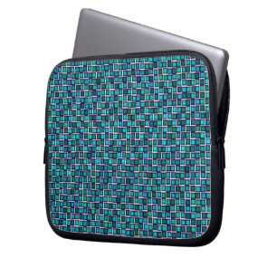 Capa Para Notebook Padrão de quadrados azuis abstrato