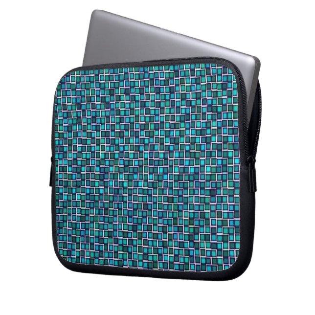 Capa Para Notebook Padrão de quadrados azuis abstrato (Frente Esquerda)