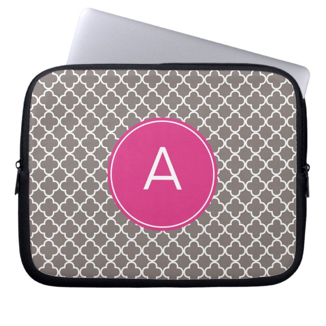 Capa Para Notebook Padrão de Quatrefoil Monograma (Frente)