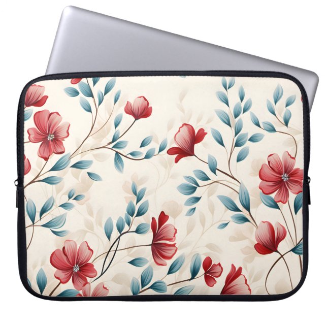Capa Para Notebook Padrão de ramagem floral botânica elegante (Frente)