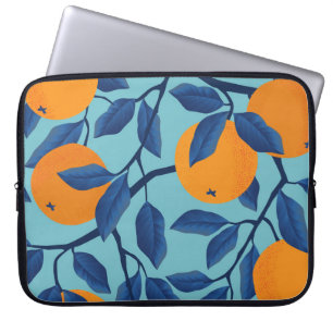 Capa Para Notebook Padrão de Ramificação Laranja Azul