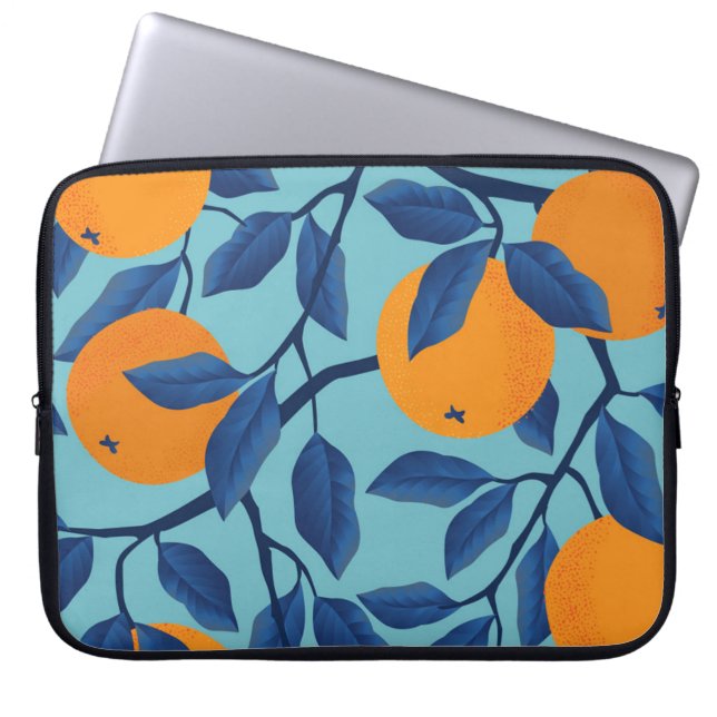 Capa Para Notebook Padrão de Ramificação Laranja Azul (Frente)
