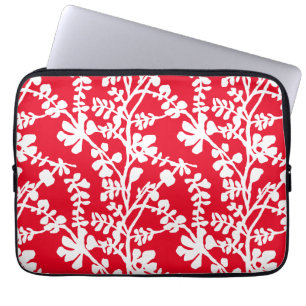 Capa Para Notebook Padrão De Repetição Floral Vermelho E Branco