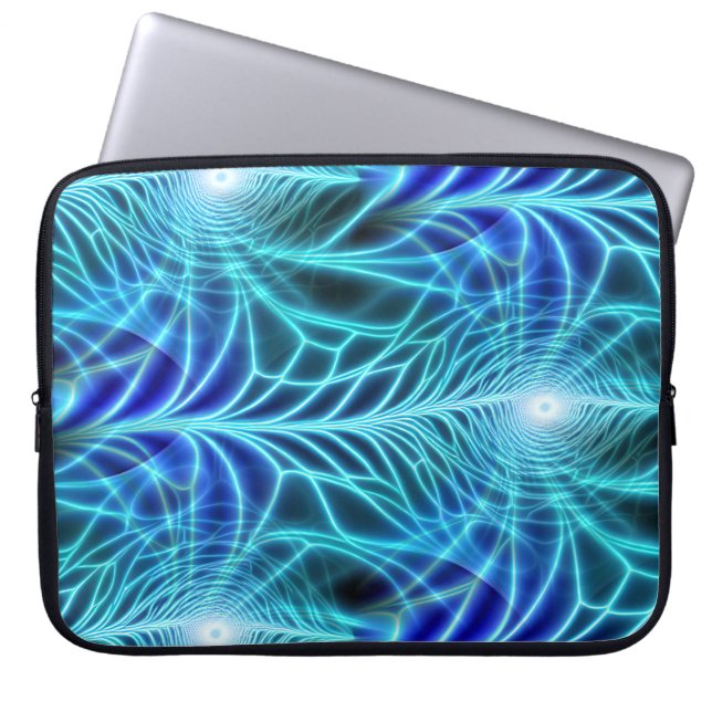 Capa Para Notebook Padrão de Repetição Fractal Luminoso Azul Elétrico (Frente)