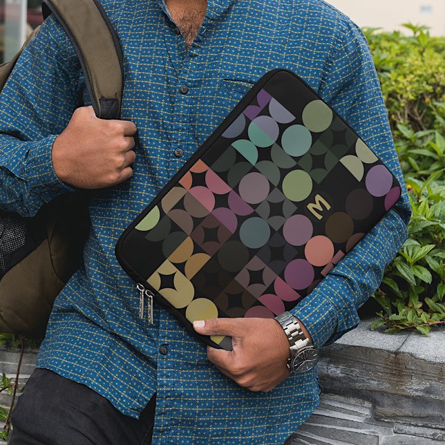 Capa Para Notebook Padrão de retrorreflector preto verde-azul-lacrimo (Criador carregado)