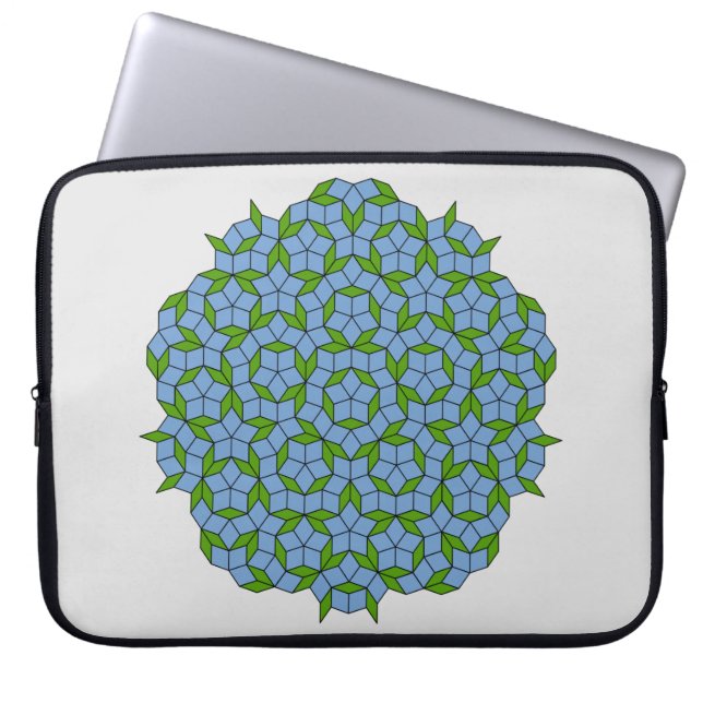 Capa Para Notebook Padrão de Rhombus Penrose Verde e Azul (Frente)