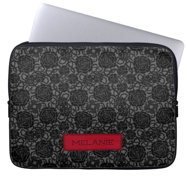Capa Para Notebook Padrão de Rosa preto egípico personalizado (Frente)