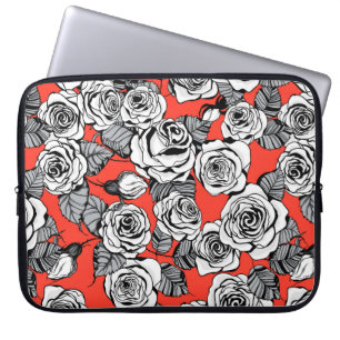 Capa Para Notebook Padrão de rosas brancas