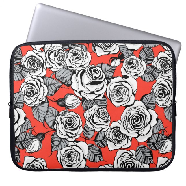 Capa Para Notebook Padrão de rosas brancas (Frente)