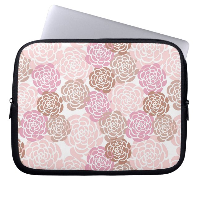 Capa Para Notebook Padrão de Rosas cor-de-rosa e castanho (Frente)