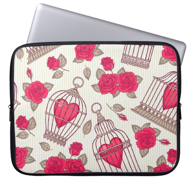 Capa Para Notebook Padrão de Rosas de Gaiolas Florais (Frente)