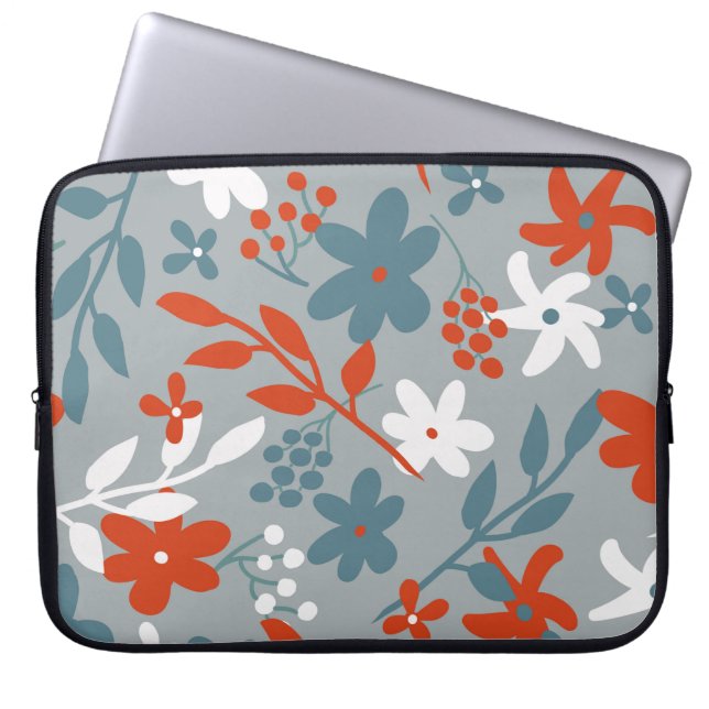 Capa Para Notebook Padrão de safra simples. fundo cinza, laranja, (Frente)