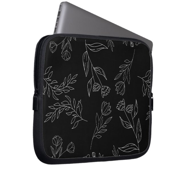 Capa Para Notebook Padrão de silhueta de flores (Frente Esquerda)