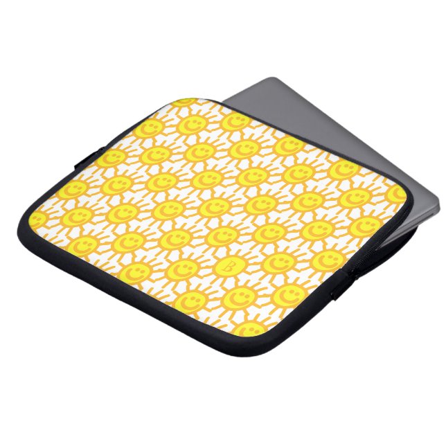Capa Para Notebook Padrão de Sol de Rosto Feliz Amarelo Personalizado (Frente Topo)