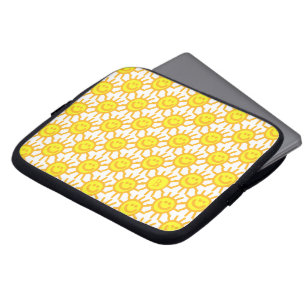 Capa Para Notebook Padrão de Sol Rosto Feliz Amarelo Personalizado