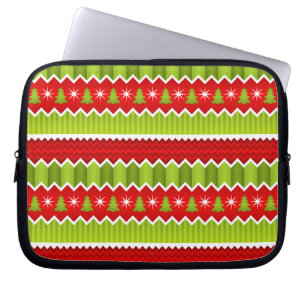 Capa Para Notebook Padrão De Stripes De Chevron Vermelho E Verde De N