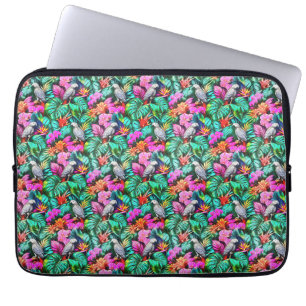 Capa Para Notebook Padrão de Superfície Contínuo Selva com Papagaio C