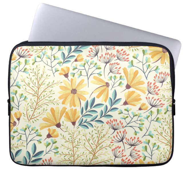 Capa Para Notebook Padrão de superfície floral - Papel de parede Abst (Frente)