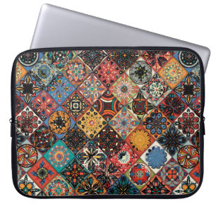 Capa Para Notebook Padrão de tangerina floral sem costura. Colorida 