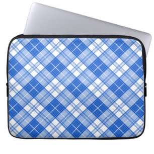 Capa Para Notebook Padrão de Tartan Branco Azul Escuro yxm0uat9 na di