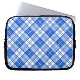 Capa Para Notebook Padrão de Tartan Branco Azul Escuro yxm0uat9 na di