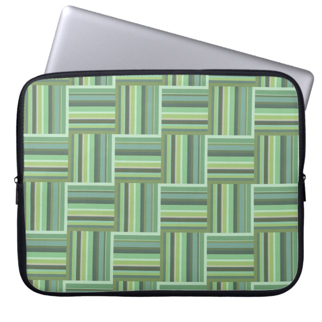 Capa Para Notebook Padrão de tecelagem de listras verdes-oliva (Frente)