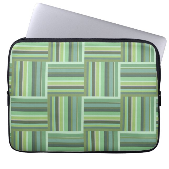 Capa Para Notebook Padrão de tecelagem de listras verdes-oliva (Frente)