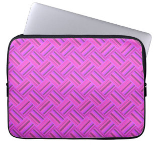 Capa Para Notebook Padrão de tecelagem diagonal de tiras cor-de-rosa
