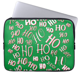 Capa Para Notebook Padrão de texto de Natal HO HO HO branco verde ver