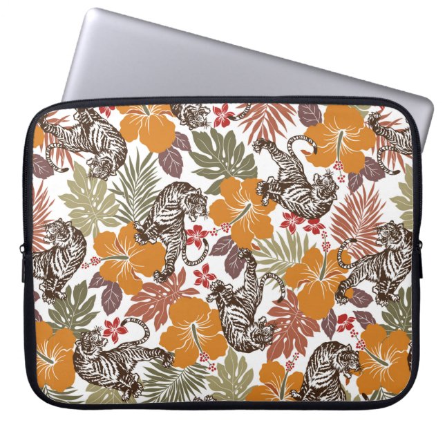 Capa Para Notebook Padrão de tigre hibiscus (Frente)